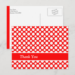 Pois blancs sur carte postale en Merci personnalis