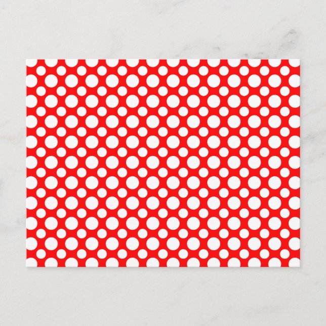 Pois blancs sur carte postale personnalisée rouge (Devant)