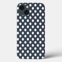 Pois blancs sur Coque gris bleu-Mate iPhone cas