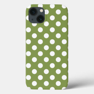 Pois blancs sur Coque vert olive-Mate iPhone c