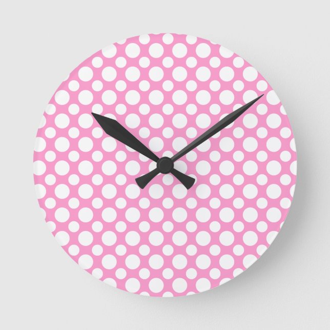 Pois blancs sur horloge murale rose (Recto)