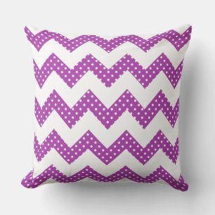 Pois blancs violets Chevron Oreiller décoratif