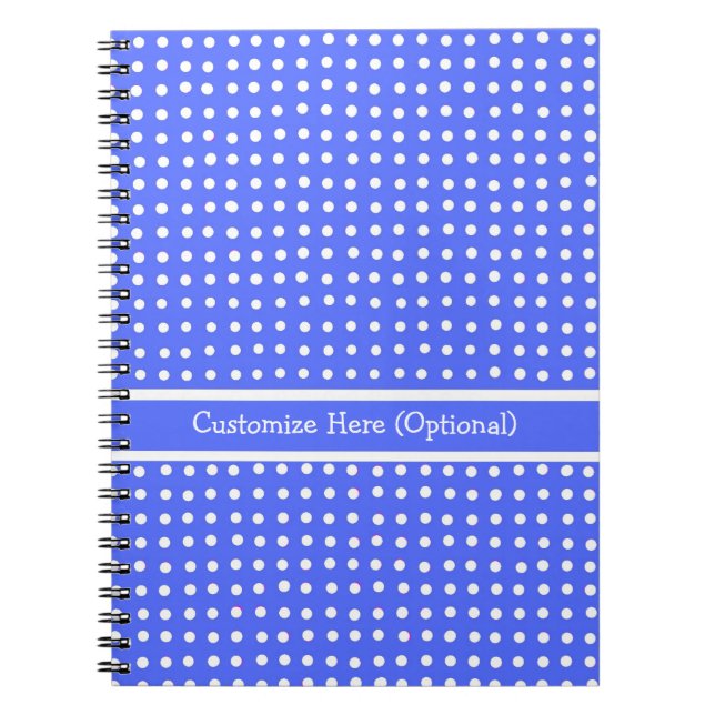 Pois bleu/blanc de carnet personnalisable, (Devant)