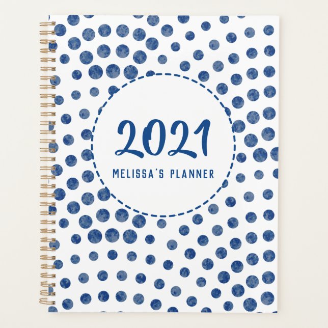 Pois Bleu Fille Moderne Personnalisé Annuel (Devant)