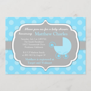 Pois Bleus Baby Boy Baby shower Invitation