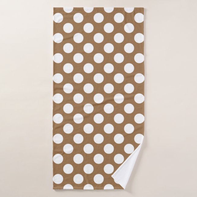 pois Brown et blancs (Serviette de bain)