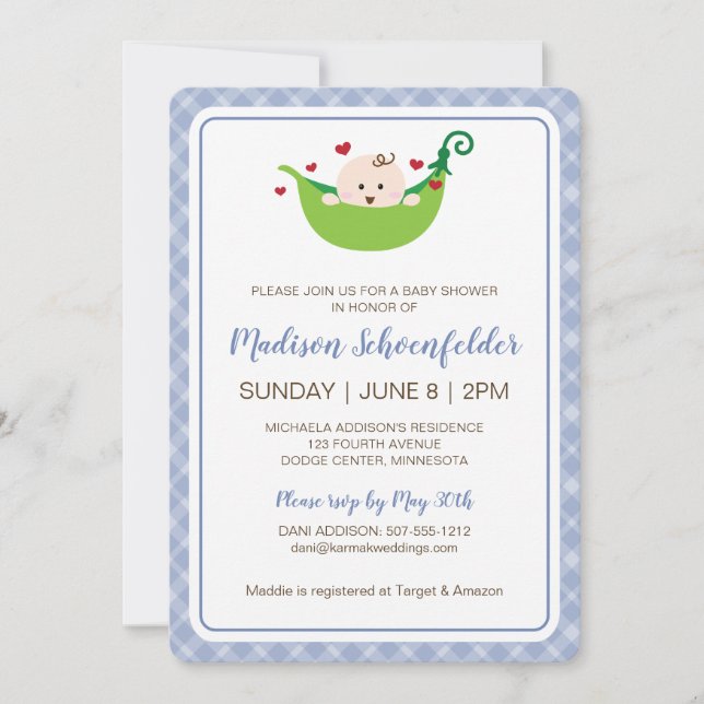 Pois dans le Baby shower de pois Invitation (Garço (Devant)