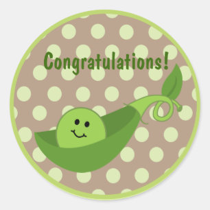 Pois dans un autocollant de baby shower de cosse -