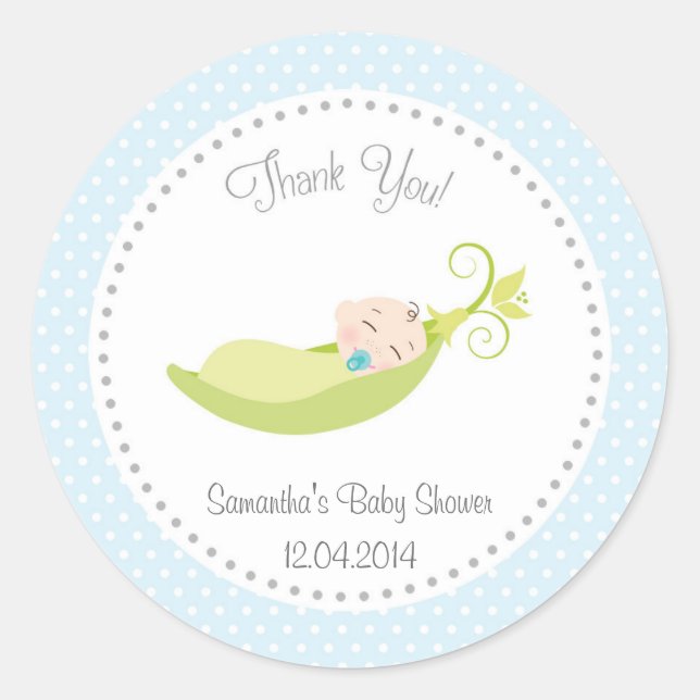 Pois dans un Baby shower de pois Sticker Bleu (Devant)