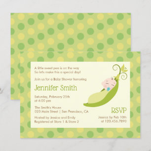 Pois dans un Baby shower neutre Pod Invitation