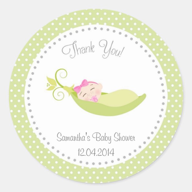 Pois dans un pod bébé fille Douche Sticker vert (Devant)