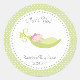 Pois dans un pod bébé fille Douche Sticker vert