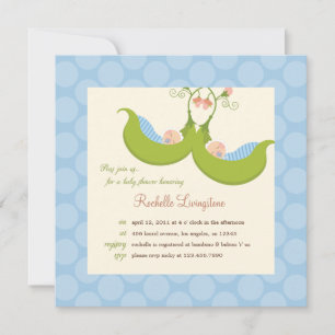 Pois dans un Pod Boy Twins Baby shower Invitation