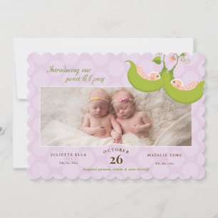 Pois dans un pod Twin Girls 1 Pic Faire-part de na