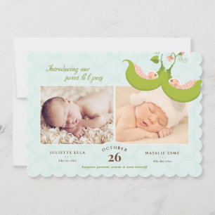 Pois dans un Pod Twin Girls 2 Pics Faire-part de n