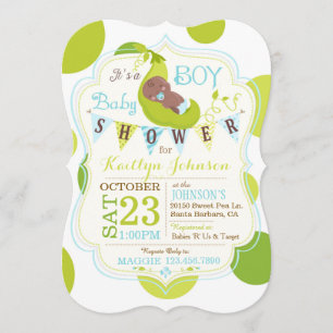 Pois dans une invitation africaine de baby shower