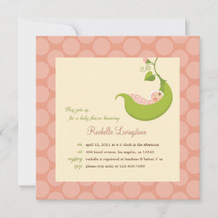 Pois dans une Pod Girl Baby shower Invitation