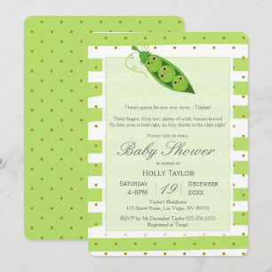 Pois de triplet dans une invitation de baby shower