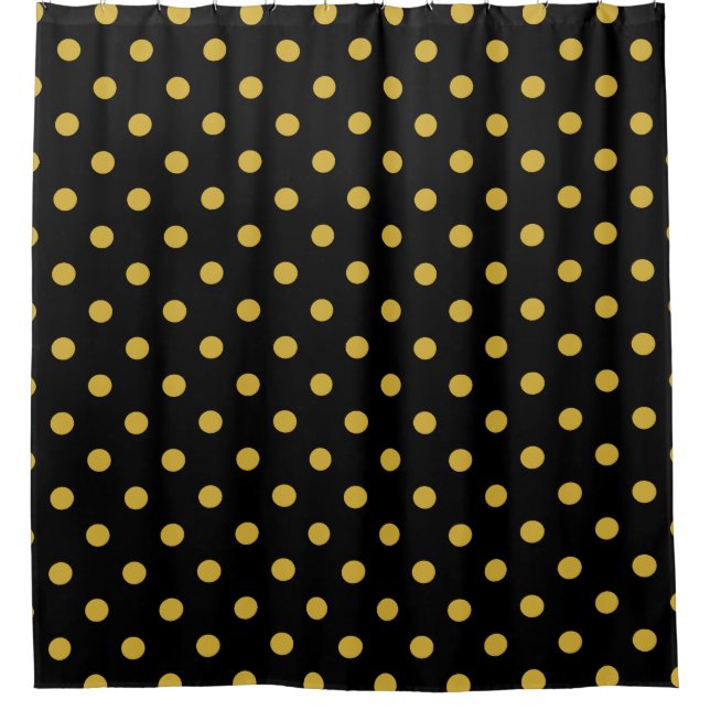 Pois d'or sur rideau de douche noir (Devant)