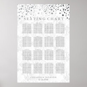 Pois en argent tendance sur Damas blanc - Tableau