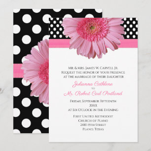Pois et Gerber Daisy Faire-part de mariage