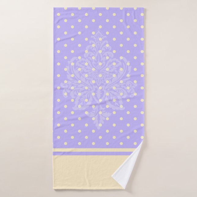 Pois jaune et lavande violet serviette de plage (Serviette de bain)