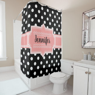 Pois noir et blanc Coral Douche rideau