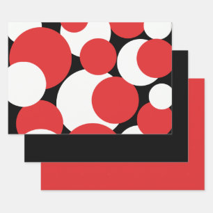 Pois noirs, blancs et rouges Enveloppement papier 