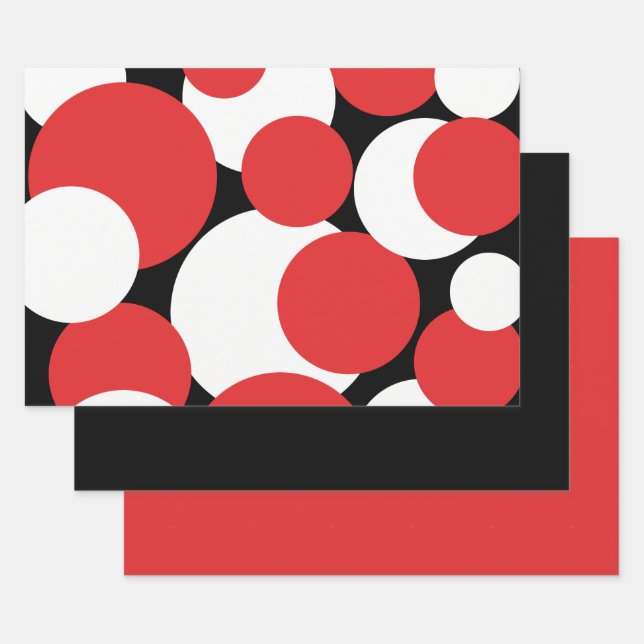 Pois noirs, blancs et rouges Enveloppement papier  (Lot)