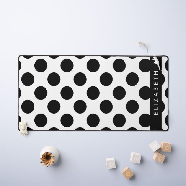 Pois noirs et blancs, pointillés, Votre nom (Tableau pour enfants)