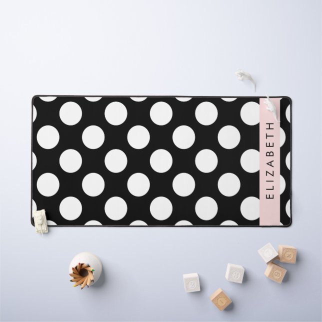 Pois noirs et blancs, pointillés, Votre nom (Tableau pour enfants)