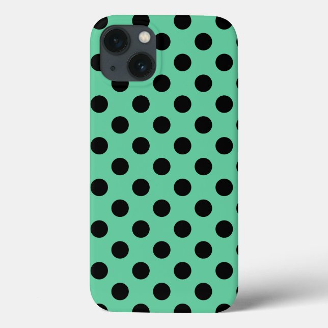 Pois noirs sur Coque vert menthe-Mate iPhone ca (Verso)