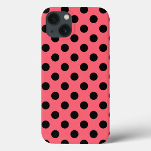 Pois noirs sur le Coque corallien-coque iphone Mat