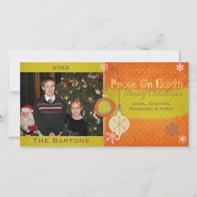 Pois Ornements Noël Carte photo de Noël (Devant)