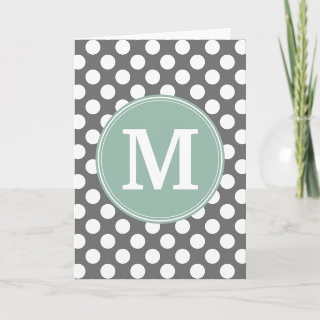 Pois Pastel Mint & Grey avec Monogramme personnali (Devant)