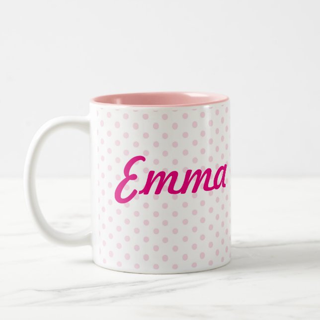 Pois rose blanc d'EMMA de ♥ de TASSE de ♥ girly (Gauche)