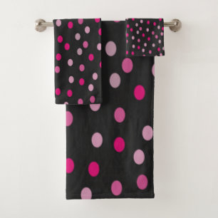 Pois roses sur noir
