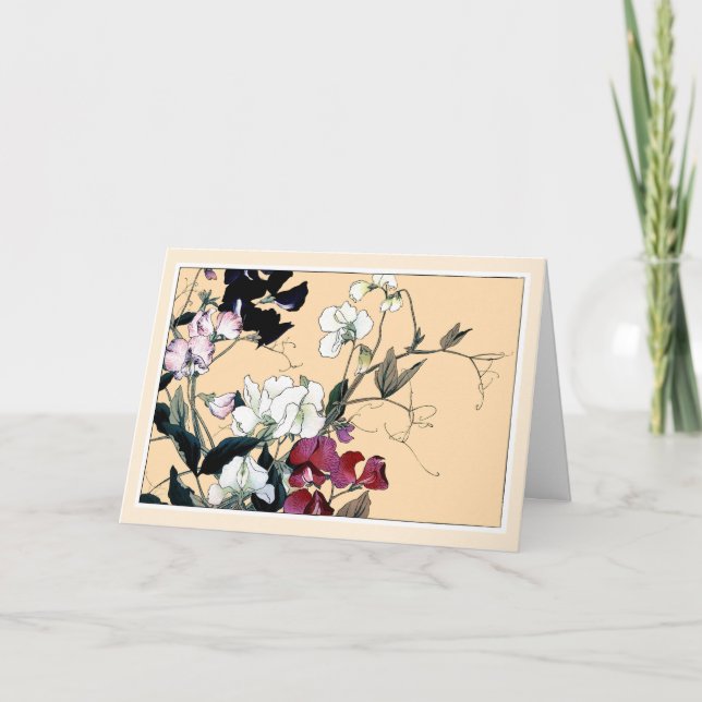 Pois rouges et blancs, carte d'art botanique (Devant)