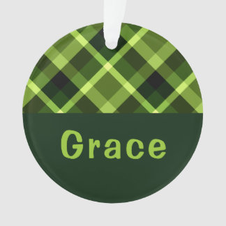 Pois vert Plaid Monogramme Cercle Acrylique Orneme