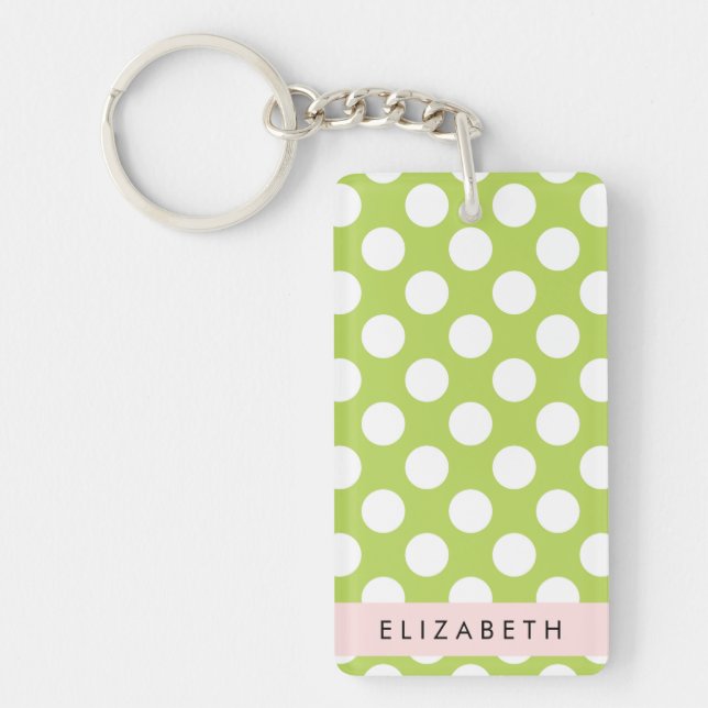 Pois verts, Motif Pointe Polka, Votre Nom (Devant)