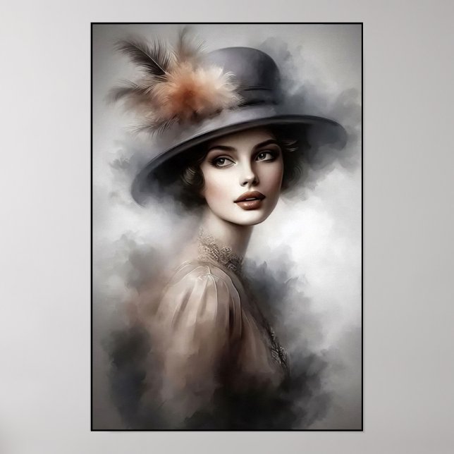 Poised Beauty In 1940s Vintage Style Poster (Vorne)