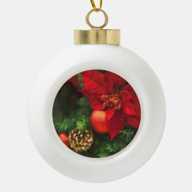 Poisettia Beauty Keramik Kugel-Ornament (Vorderseite)