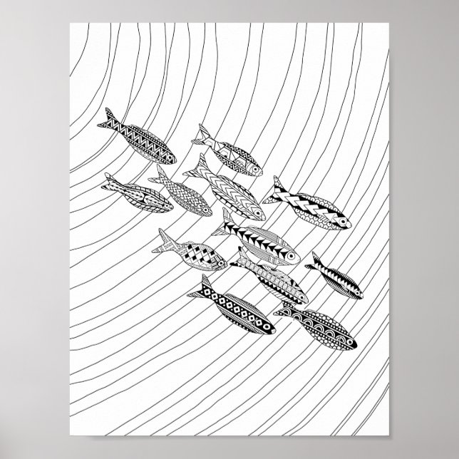 Poisson Adulte Coloriage Poster (Devant)