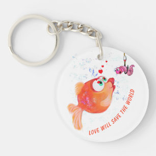 Poisson amusant et vers amour Romantique Porte - c
