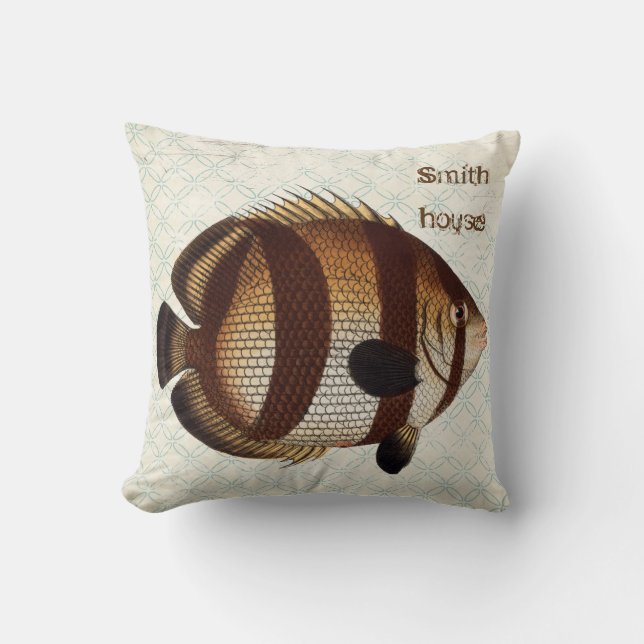 Poisson Bleu Eau Carré Lisse Oreiller (Recto)