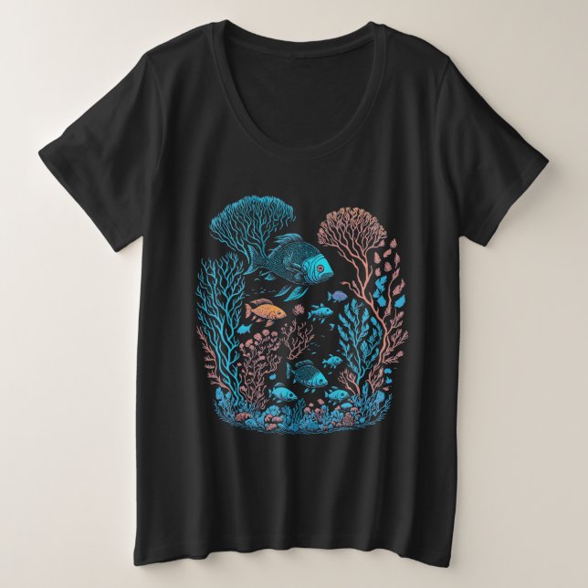 Poisson Bleu Et Corail Reef Graphique (Design devant)
