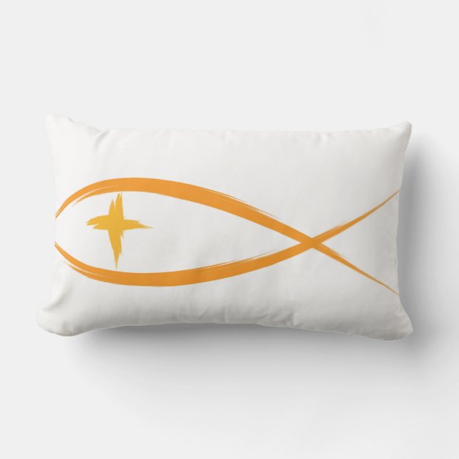 Poisson chrétien jaune avec Coussin de croix jaune (Recto)