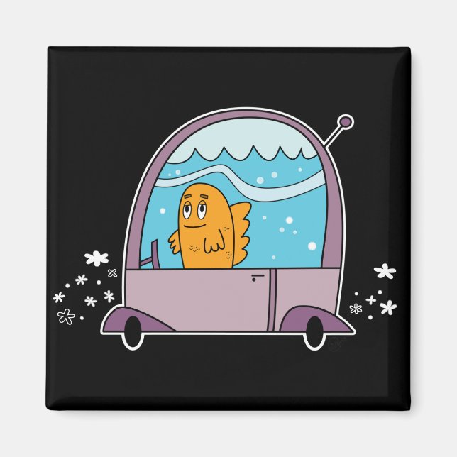 Poisson conduisant une voiture - Magnet (Devant)