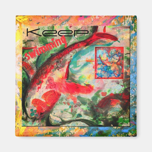 Poisson en carpe de Koi garder la peinture aimant (Devant)