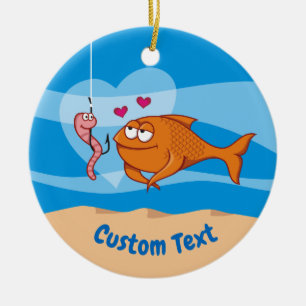 Poisson et appât dans l'amour ornement céramique